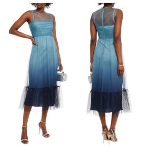 Image of sale on Pleated Dégradé Tulle Midi Dress