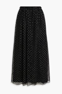Image of sale on Gathered Metallic Fil Coupé Lace Midi Skirt