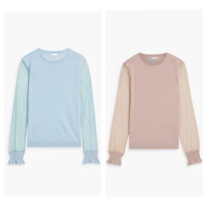 Image of sale on Point D’esprit-paneled Wool, Silk and Cashmere-blend Sweater