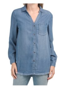 Image of sale on Gavyn Tencel Long Sleeve Shirt with Frayed Hem