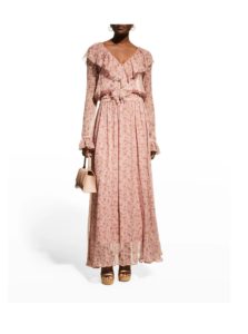 Image of sale on Calla Floral Ruffle Long-sleeve Maxi Dress