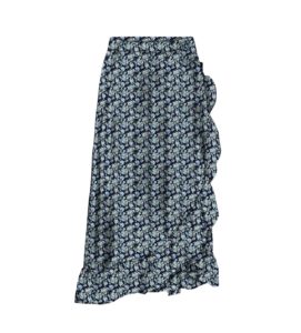 Image of sale on Henna Floral Faux Wrap Midi Skirt