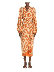 Image of sale on The Aqua Identity Long Sleeve Silk Wrap Dress