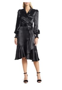 Image of sale on Long Sleeve Hammered Satin Wrap Dress