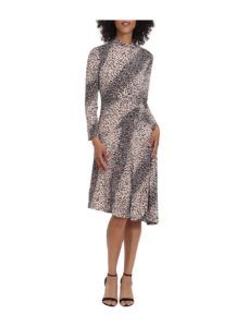 Image of sale on Mock Neck Drape Front Long Sleeve Asymmetric Dress