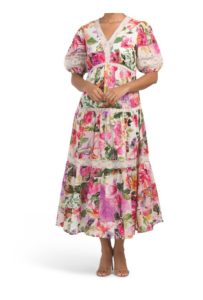 Image of sale on Cotton Voile Floral Dress with Crochet Detail