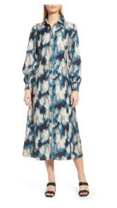Image of sale on Long Sleeve Crêpe De Chine Midi Shirtdress