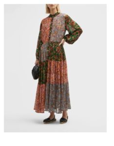 Image of sale on Josefina Blouson-sleeve Tiered Maxi Shirtdress