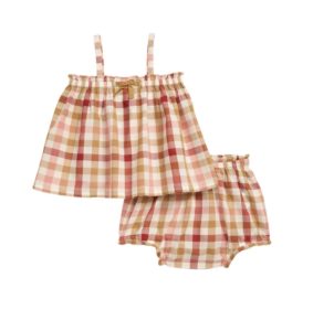 Image of sale on Kids’ Loraine Gingham Print Cotton Voile Top & Bloomers Set