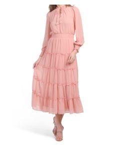 Image of sale on Long Sleeve Tiered Maxi Dress