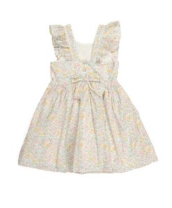 Image of sale on Girls Sleeveless Ruffle Front Button Back Dress with Straw Hat