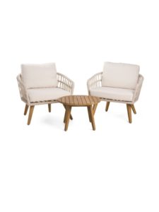 Image of sale on 3pc Outdoor Rope and Acacia Furniture Set