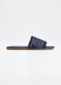 Image of sale on Frayed Denim Logo Flat Sandals