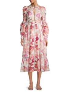 Image of sale on Denissa Floral Ladder Trim Midi-dress