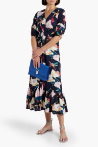 Image of sale on Wynona Gathered Cutout Floral-print Jacquard Midi Dress