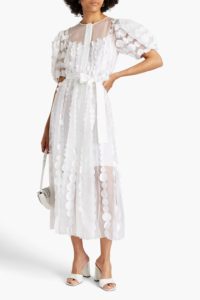 Image of sale on Appliquéd Silk-organza Midi Dress
