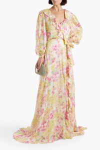 Image of sale on Ruffled Floral-print Silk-blend Chiffon Gown