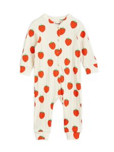 Image of sale on Baby Girl’s Strawberries Print Ribbed Coveralls
