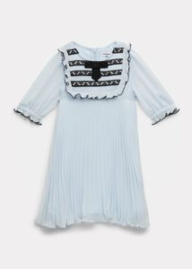 Image of sale on Girl’s Chiffon Ruffle Trim Pleated Dress, Size 3-12