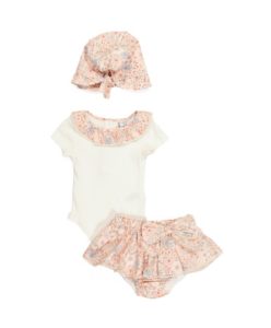 Image of sale on Newborn Girls Short Sleeve Pointelle Bodysuit with Skirt Bloomer