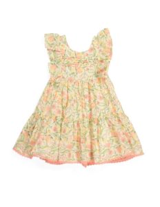 Image of sale on Toddler Girls Floral Print Pintuck Bodice Dress