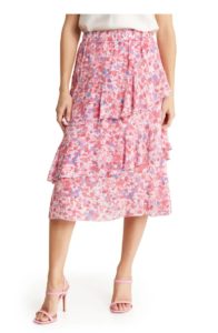 Image of sale on Asymmetrical Ruffle Floral Midi Skirt