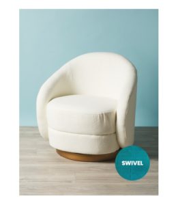 Image of sale on 32in Boucle Swivel Curved Back Chair