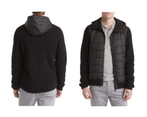 Image of sale on Jerry Mixed Media Wool Blend Hooded Puffer Jacket
