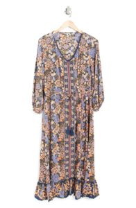 Image of sale on Floral Balloon Sleeve Maxi Dress