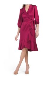 Image of sale on Satin Tuxedo Faux Wrap Dress