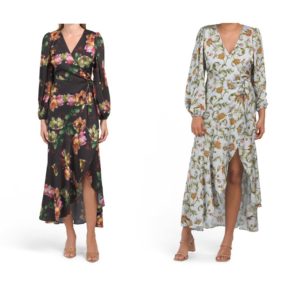 Image of sale on Long Sleeve Wrap Dress with Ruffle Trim