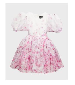 Image of sale on Girl’s Haley Puff Sleeve Rose Petal-print Dress, Size 4-12
