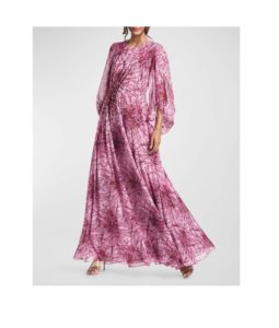 Image of sale on Bianca Abstract-print Balloon-sleeve Gown