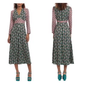 Image of sale on Long Sleeve Duo Print Maxi Dress