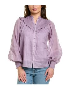 Image of sale on Smocked Yoke Linen Blouse