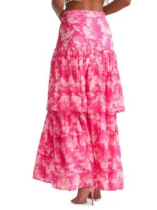 Image of sale on Andrea Tiered Silk Blend Maxi Skirt