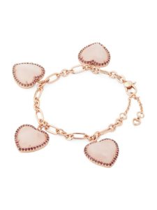 Image of sale on Rose-goldtone & Cubic Zirconia Heart Charm Bracelet