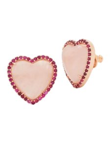 Image of sale on Heart of Hearts Rose Quartz & Cubic Zirconia Stud Earrings