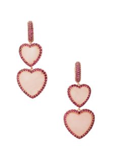 Image of sale on Heart of Hearts Rose Quartz & Cubic Zirconia Drop Earrings