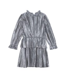 Image of sale on Girl Long Sleeve Crinkle Dress Silver Grey – Toddler Child