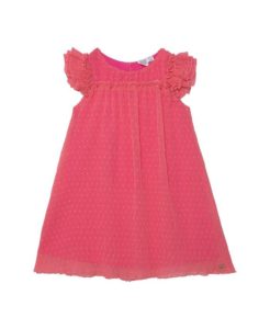 Image of sale on Girl Short Sleeve Dress with Frill Hot Coral – Toddler|child