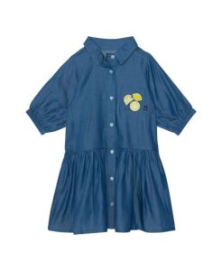 Image of sale on Girl 3/4 Sleeve Dress with Pocket Blue Chambray – Toddler|child