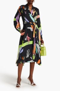 Image of sale on Reflection Printed Crepe De Chine Midi Wrap Dress