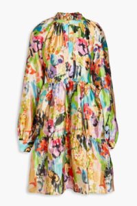 Image of sale on Jasmine Tiered Printed Lamé Mini Dress