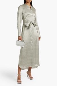 Image of sale on Connell Printed Silk-satin Maxi Shirt Dress