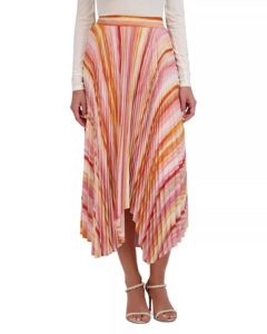 Image of sale on Ombré Stripe Pleated Handkerchief Midi Skirt