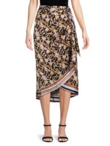 Image of sale on Floral Satin Wrap Skirt