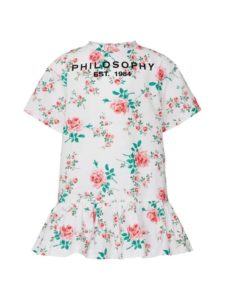 Image of sale on Girl’s Rose Print Logo Shift Dress