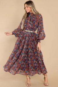 Image of sale on Burgundy Multi Print Maxi Dress