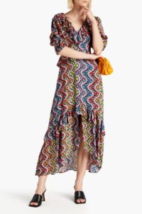 Image of sale on Adele Ruffled Printed Crepe De Chine Dress